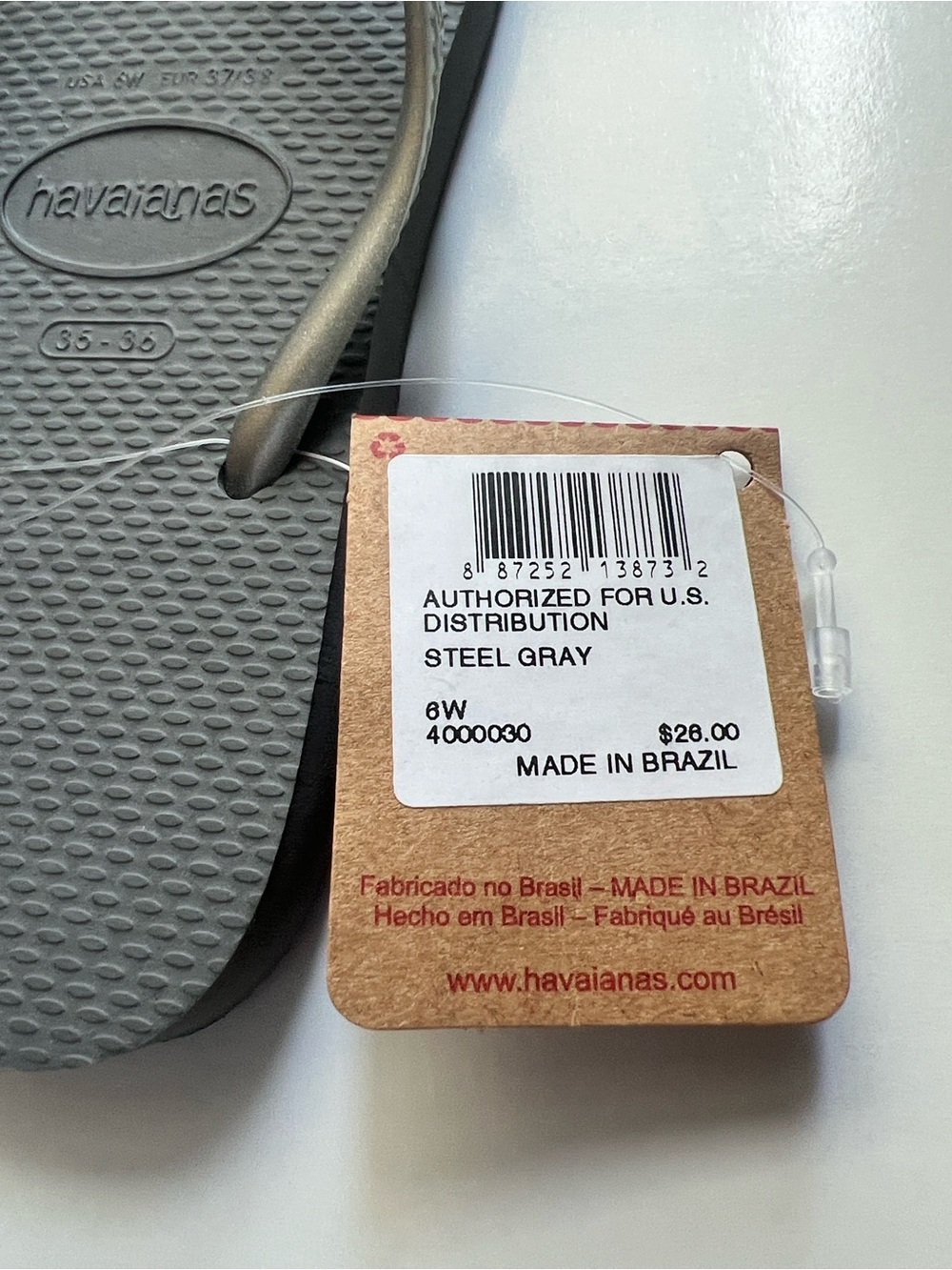 Havaianas Women's Slim Sandals / Rubber Silver Metallic Strap Flip Flop Sz 6-6.5 - Picture 9 of 16